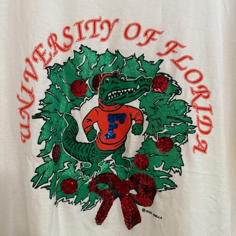 Rare Vintage 1992 University of Florida Gators Christmas Shirt Jerzees USA Large - Picture 2 of 4